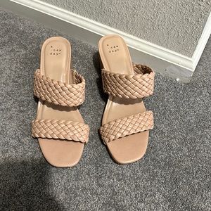 Blush/tan braided heels, size 8